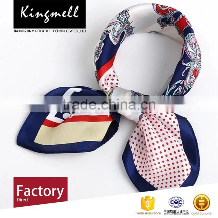 Custom High Quality Printed Silk Satin Square Scarf Lady Scarf