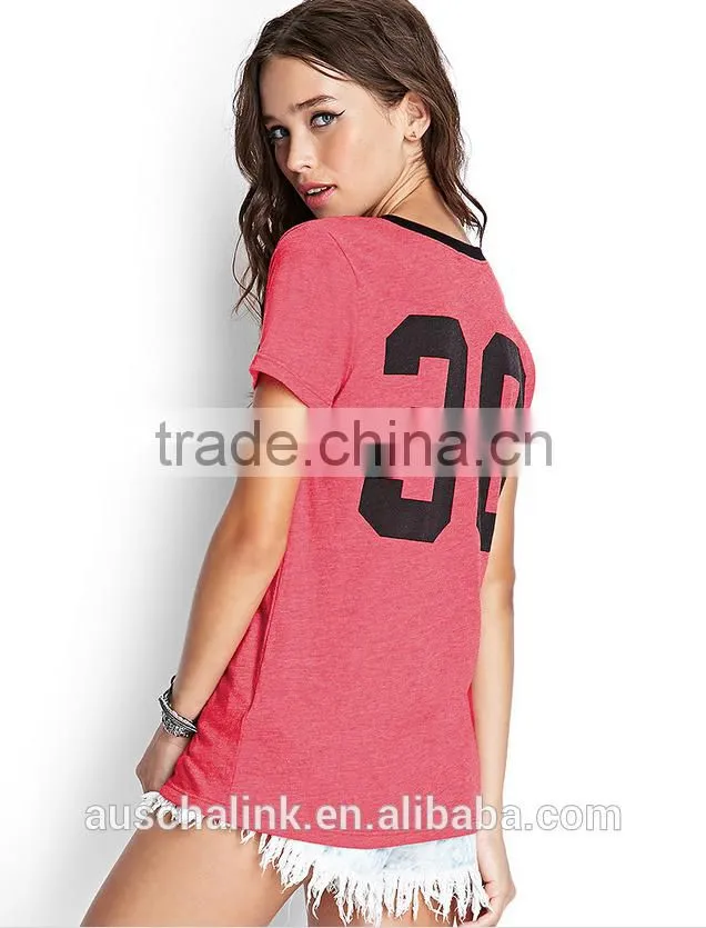 personalized wholesale women V neck football t shirt OEM service