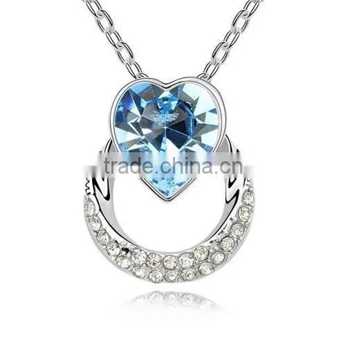 Jewelry Fashionable Crystal Heart Design Diamond Alloy Necklace (Blue) Fashionable Butterfly Style Crystal Diamond Necklace