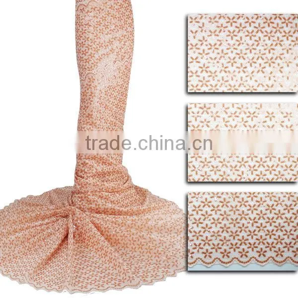 2015 product pearl beads embroidery design african double organza lace fabric organza women lace fabric army green for party