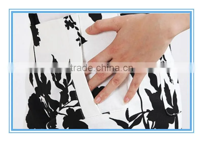 2016 New Arrival Fashion Ladies Printed Black And White Shorts