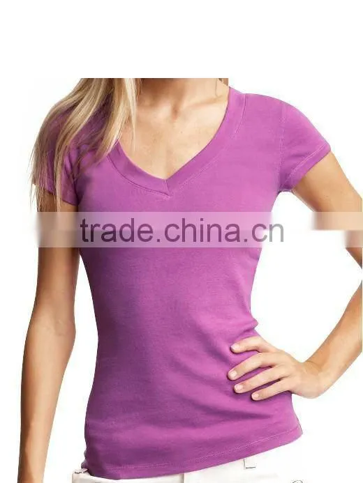 Striped deep V neck t shirt for womens