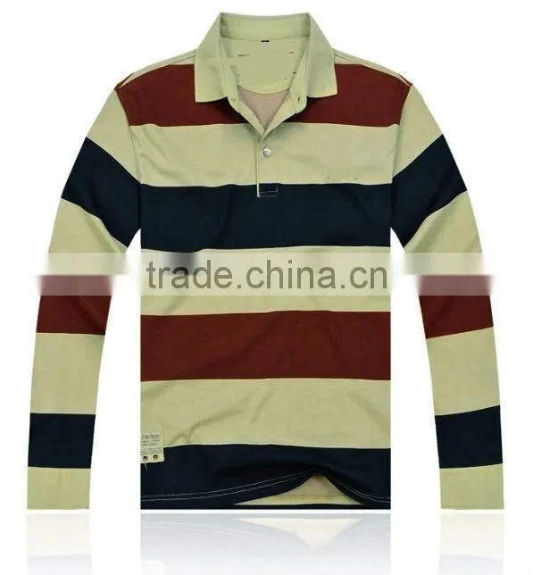 New Fashion autumn and winter men's striped polo shirt brand long sleeved striped MENS polo shirt M/3XL CUSTOMED