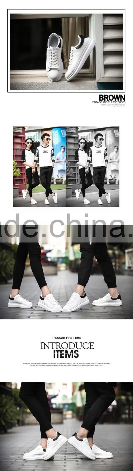 Newest Classic White Casual Shoes Footwear Men Breathable Walking Shoes