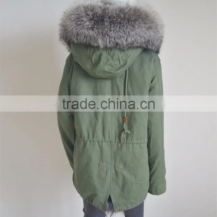 Myfur Genuine Silver Fox Fur Lining Women Customized Fur Parka