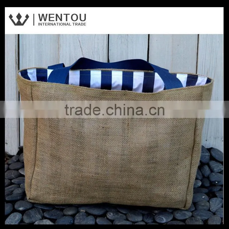 Eco-Friendly Nautical Anchor Market Burlap Tote Bag