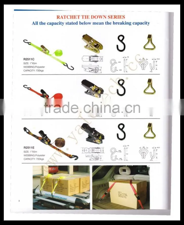 luggage tie down straps in ratchet tie down cam buckle with hooks and rings best price by China manufacturer