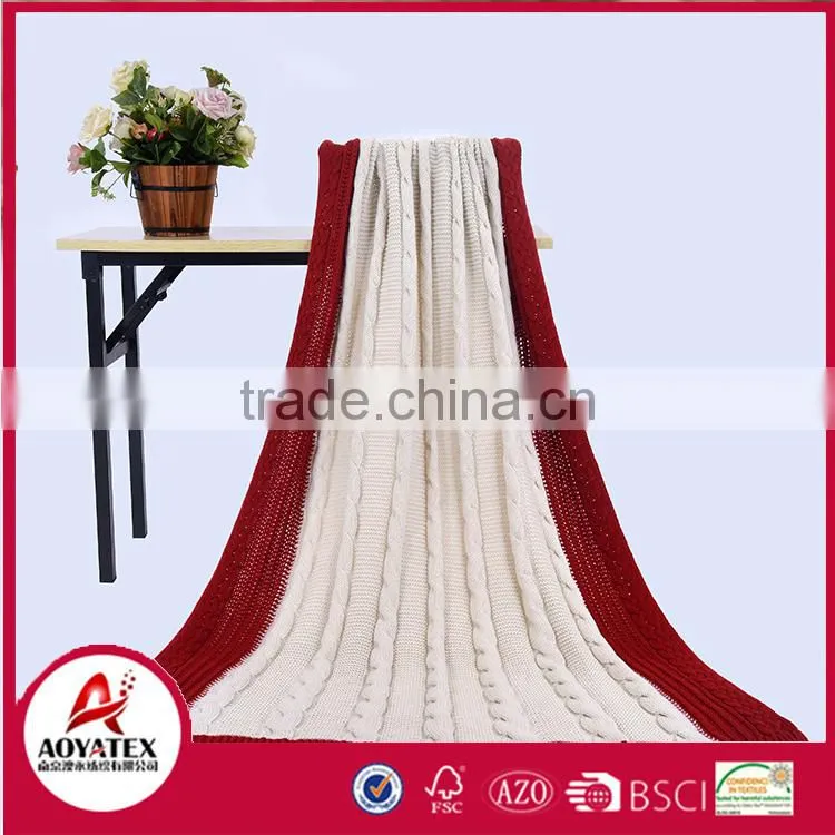 Luxury promotion bedding 100% acrylic knitted mohair throw blanket