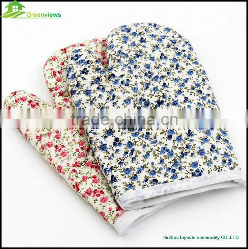 Fashion customized wholesale cotton oven glove fancy microwave cute double oven mitts