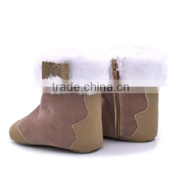 winter warm lovely bowknot anti-slip baby cotton walking shoes