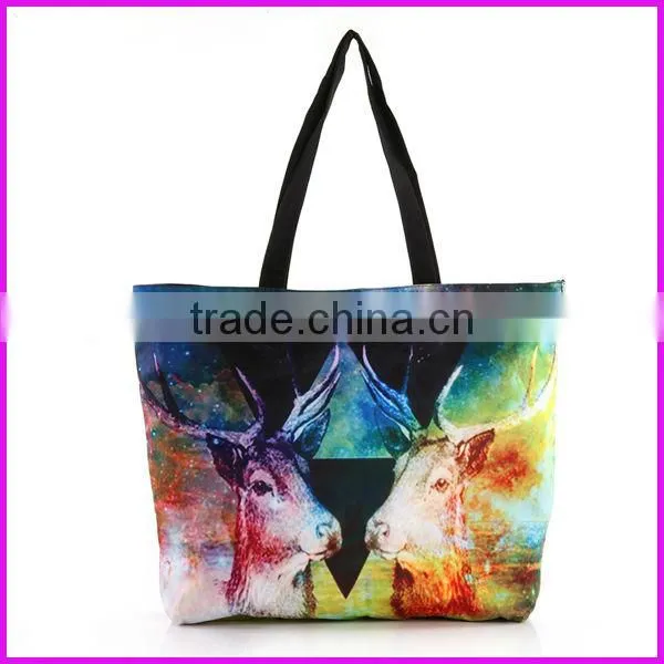 2014 brazil hot selling digital printed ladies oem production canvas tote bag