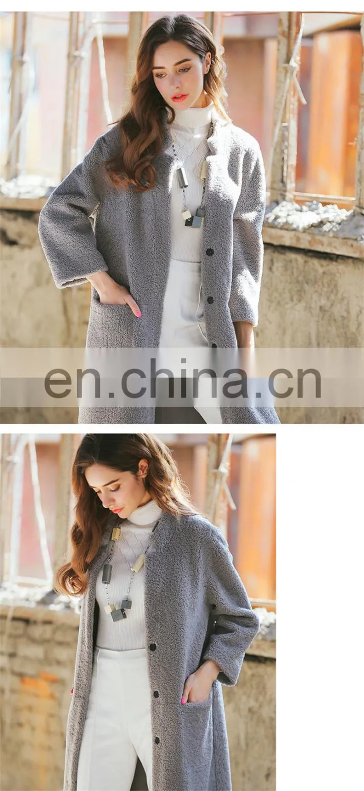 Hot Selling High Quality Wholesale Winter Sheepskin Women Long Leather Coat