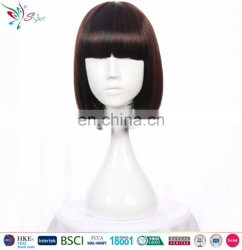 Styler Brand sexy ladies cosplay party wigs for sale brown color short bob wig