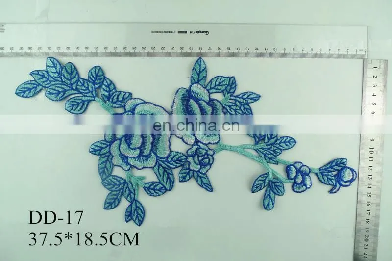 DD-07 wholesale latest embroidery designs yellow free flower necklace sew-on flower embroidery patch for clothes