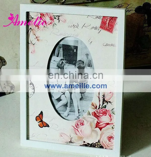 A0114 latest Rose Flower wooden photoes frame photo
