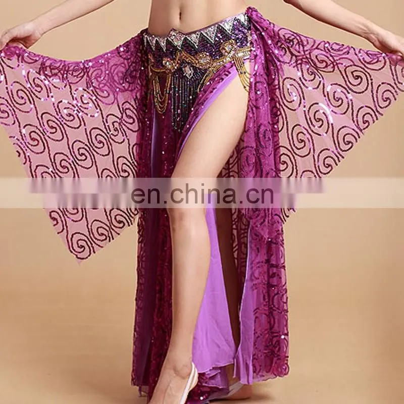 High sequin fabric shiny hot sexy belly dance long dress Q-6032#