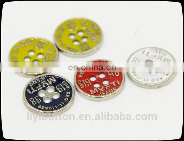 fancy sewing button, spray colorful oil metal four holes button for clothing