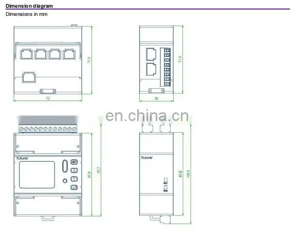 IOT applied multi circuit lcd display power monitoring meter with modbus Acrel 3P3W 3P4W ADW210-D10-1s