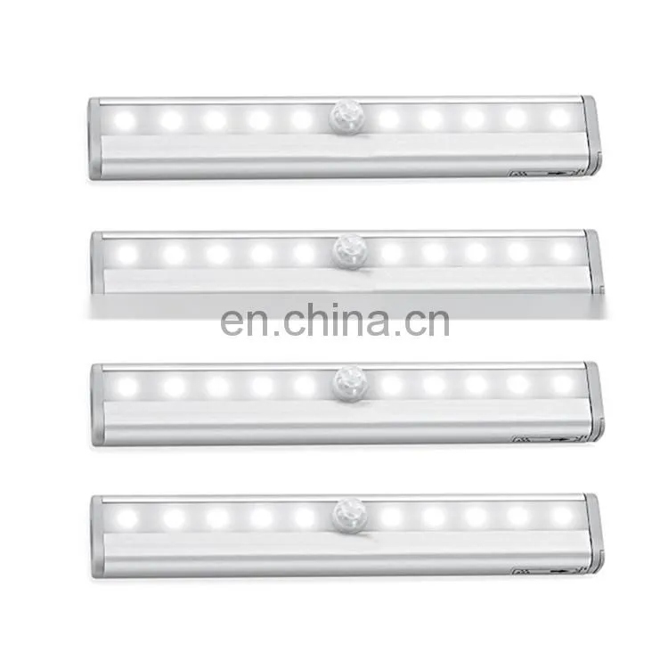 10 LED Motion Sensing Closet Lights, DIY Stick-on Anywhere Portable 10-LED Wireless Cabinet Night/Stairs Light Bar with Magnetic