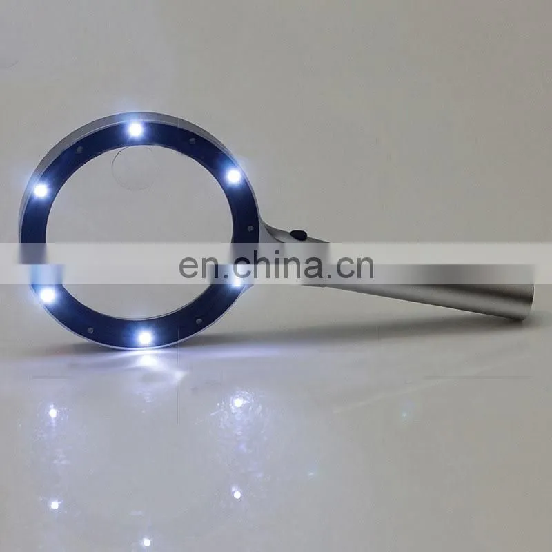 Metal Material Aluminum Alloy 12 LED Lights 5 Times 10 Times HD Reading Magnifying Glass