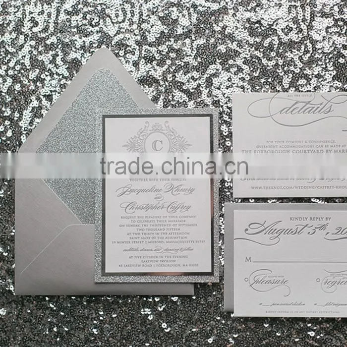 Wholesale Silver Envelope Wedding Invitation Card Glitter