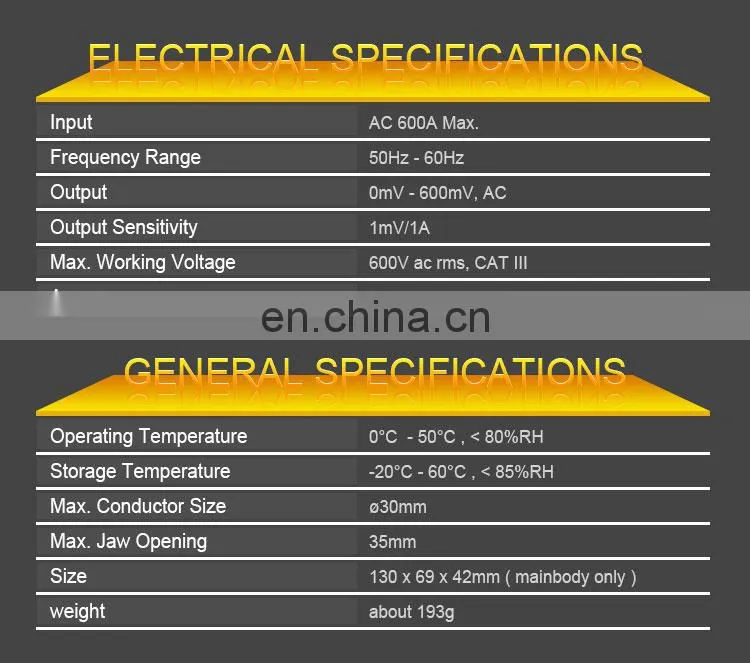 all-sun EM263 AC Clamp Probe Meter Ammeter Current Probe Multi-meter Electronic Tester input 600A-MAX output 0-600mV
