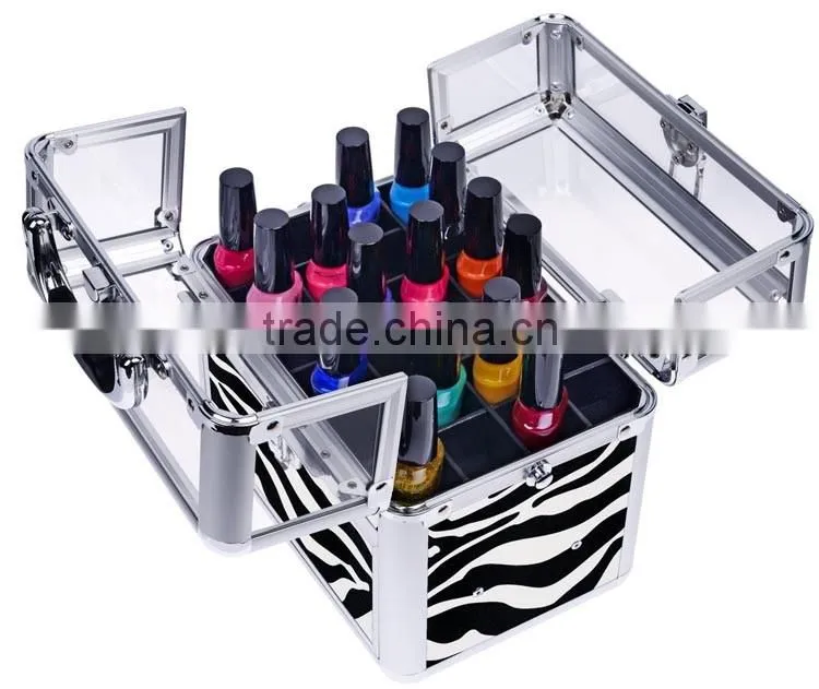 high quality nail polish drawer organizer,Aluminum nail polish opi cosmetic organizer,Zebra acrylic opi nail polish storage case
