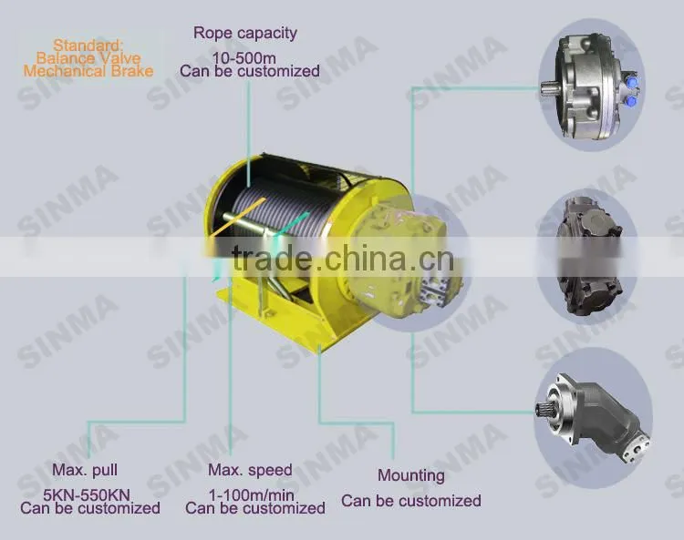mechanical winch for lifting powerd by electric hydraulic pneumatic