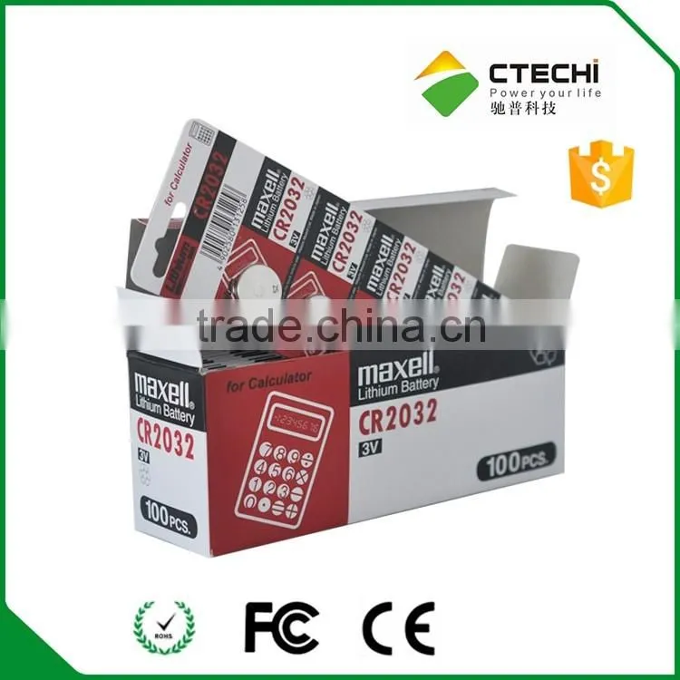 Maxell CR2032 coin lithium battery 3V with card/blister battery, 5pcs in a set