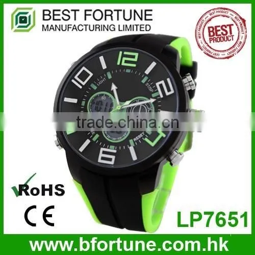 LP7325 Best quality 3atm water resistant dual watch with rubber watch strap