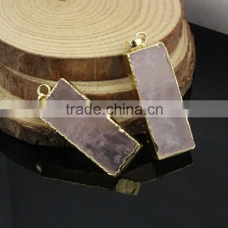 JF6933 Gold plated cap and bail druzy citrine quartz cuboid pendant