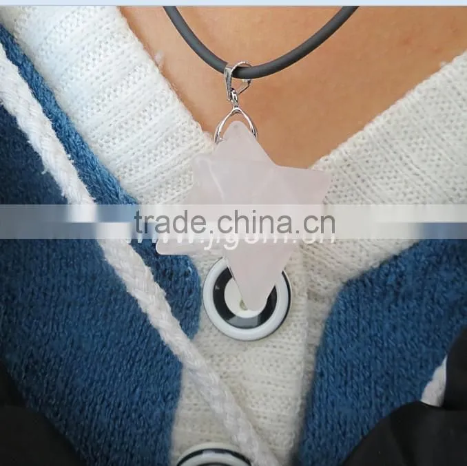 wholesale polished natural crystal quartz stone merkaba star pendant