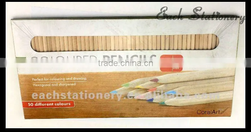 7" HB natural wooden coloring pencils in wooden box case