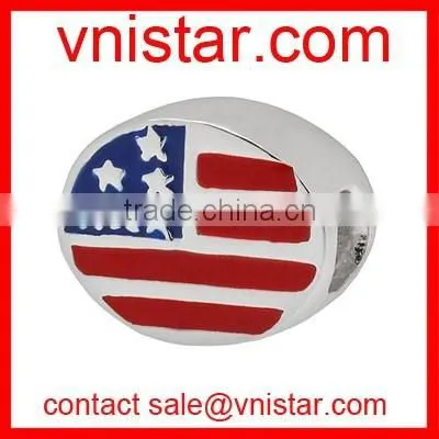 Vnistar metal alloy star shape large hole european style STATE flag beads for 2016 TB084
