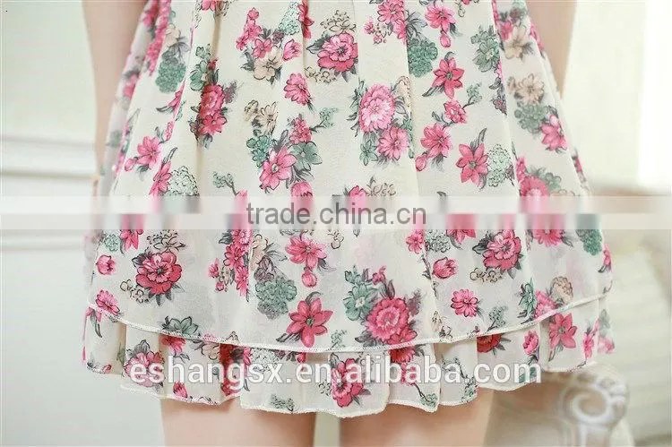 Ladies chiffon floral printed pretty princess dresses