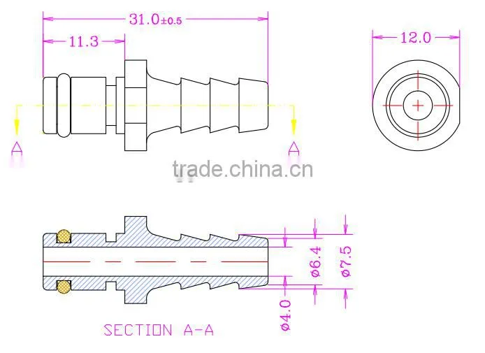 1/4" POM/EPDM coupler-Non panel mounting IM1604HB Male