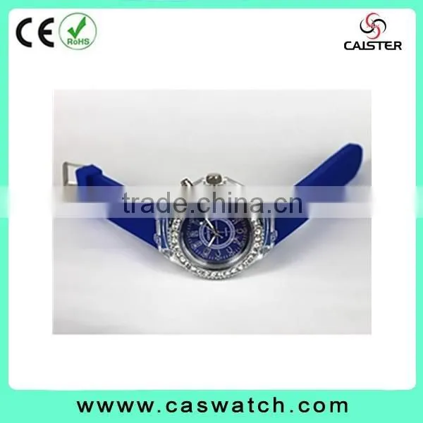 Hot fashion crystal watch silicone watches band flashing lights watch alibaba china