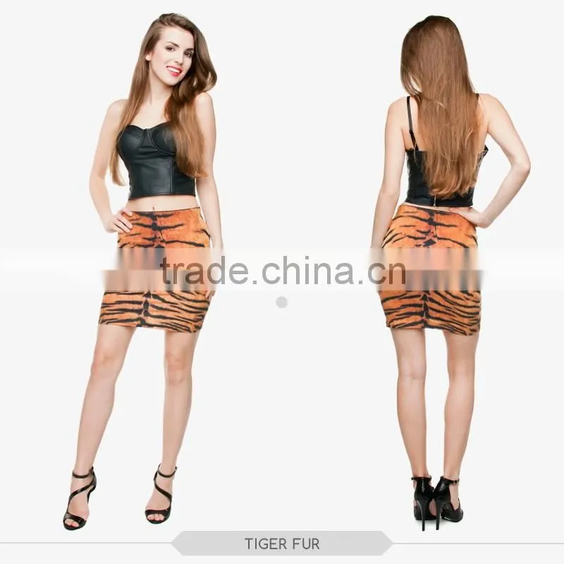mature women hot panther fur girls tight slim mini skirt high quality 3d digital full print custom hot sale tube stretchy skirt