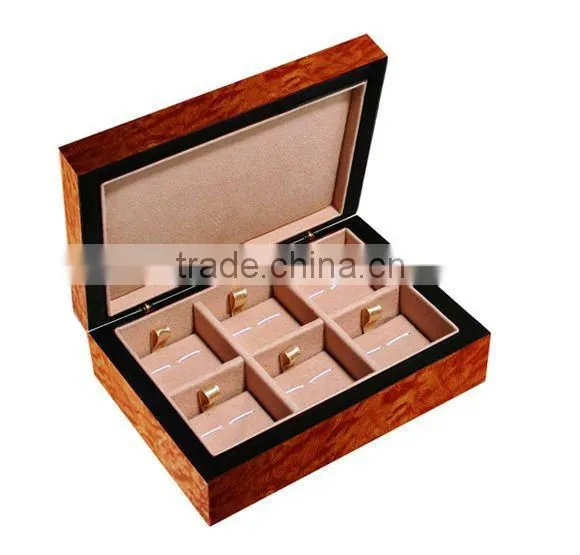 wholesale matt ebony finish 18 pair wooden cufflink case