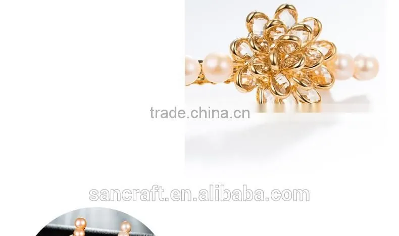 Hot sell grace design Austrian crystal natural pearl two colors flower hair clip
