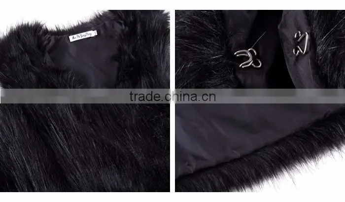 Fashion lady balck Sleeveless Fur Vest in Guangzhou 2016