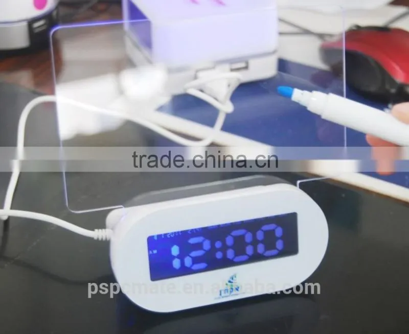 New Arrival Multifunction 4 Port USB Blue LED Hub with Alarm Clock and Memo Board