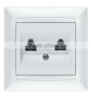Flashes Black Colour Fashion Wall USB Socket 2 Gang Switch Socket