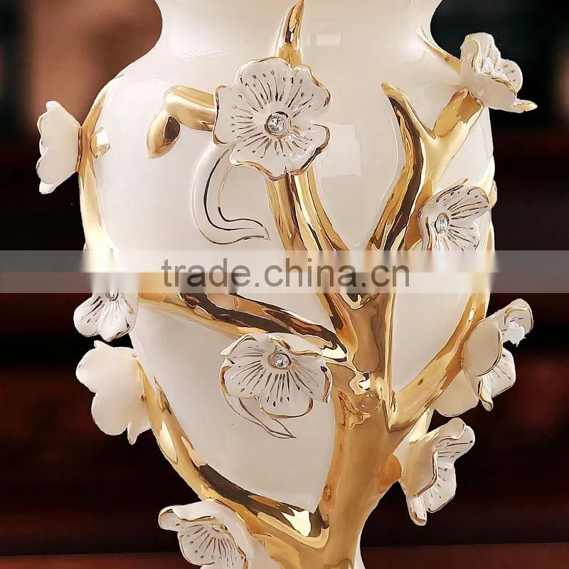 Fancy flower diamond hand painted ceramic table lamp for wedding deco