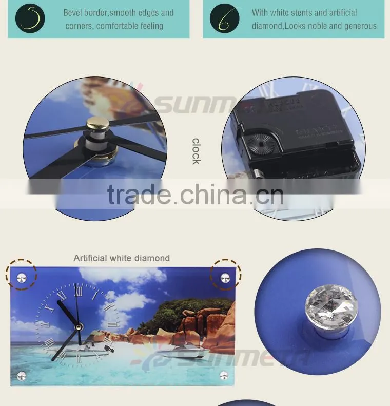 High Quality Sublimation Glass Photo Frame can be used for clock