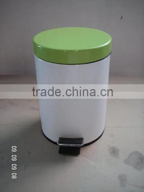 flat lid powder coated finished soft close steel trash can