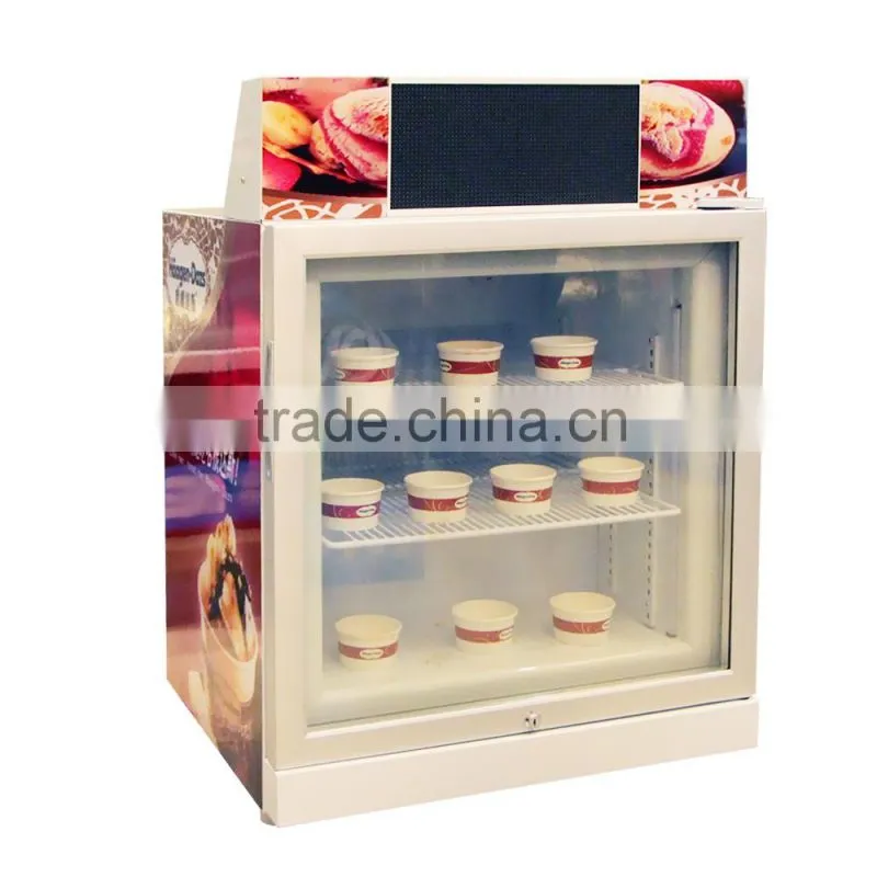 JGA 2016 68L Ice Cream Upright Display Freezer With Single Grass Door For Supermarket Or Shop
