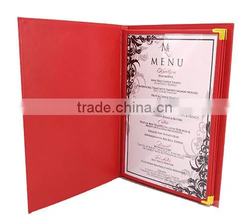 Custom Design Restaurant Menu Holder, PU Leather Cover Drink Menu Book/leather file folder