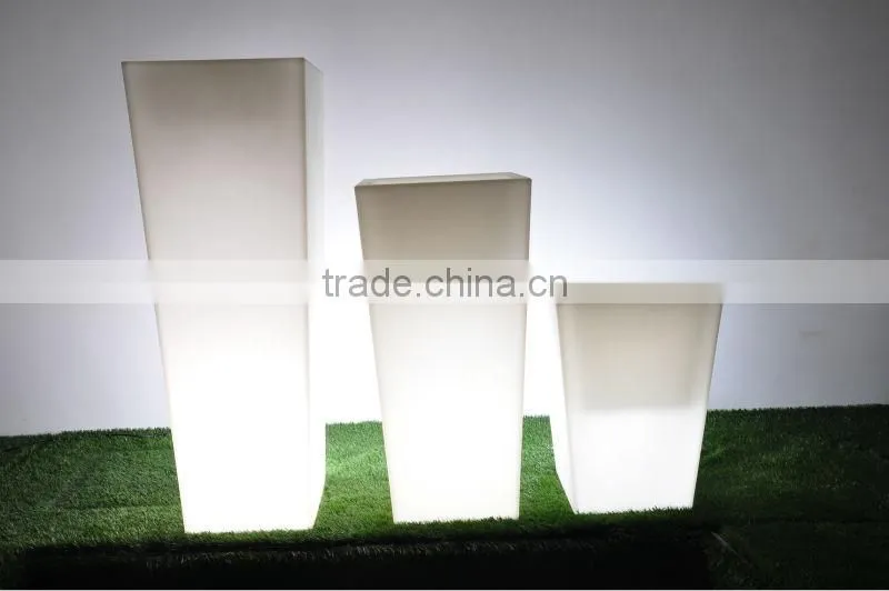 GR1390 Tall Square led illuminated Plastic Flower Pot,garden planter, garden pot