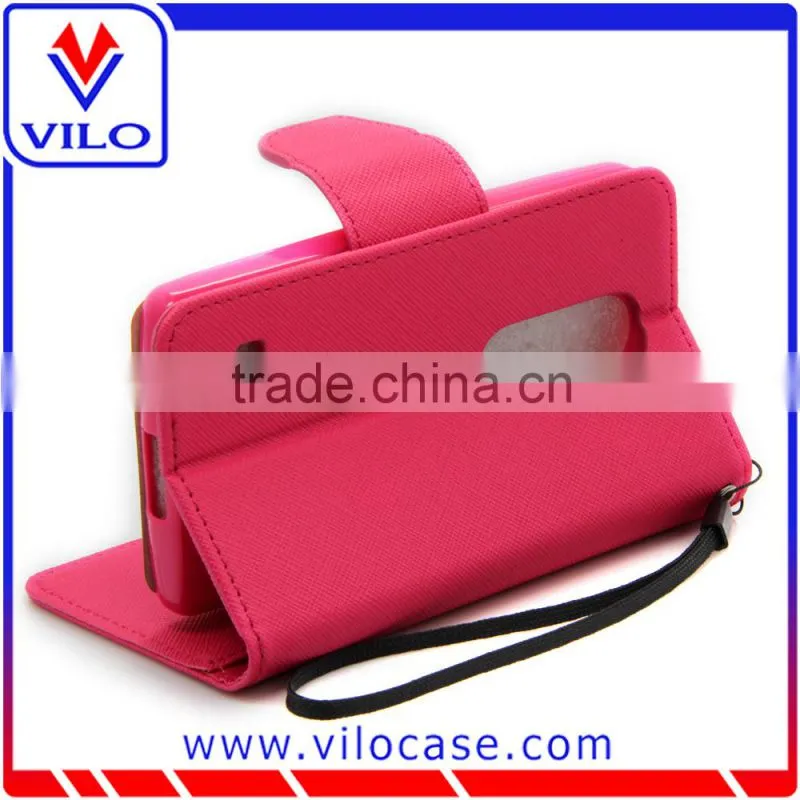Flip leather wallet case for LG Tribute 2 / LS665